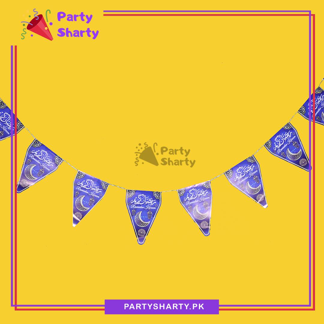 Blue Ramadan Kareem Party Flags Pack of 10 For Ramadan Mubarak Theme Decoration