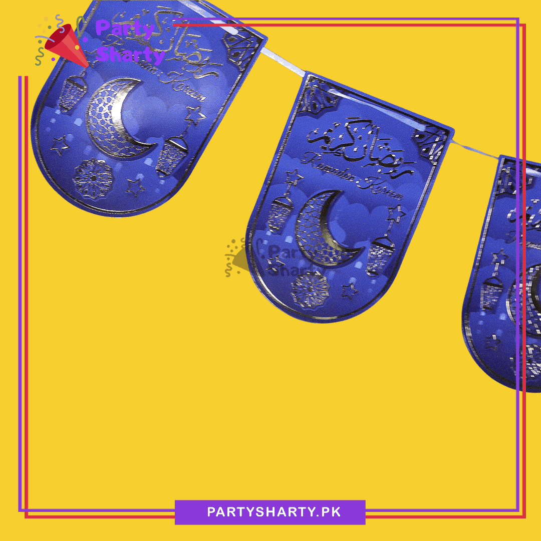 Blue Ramadan Kareem U-Shaped Card Banner For Ramadan Mubarak Theme Decoration