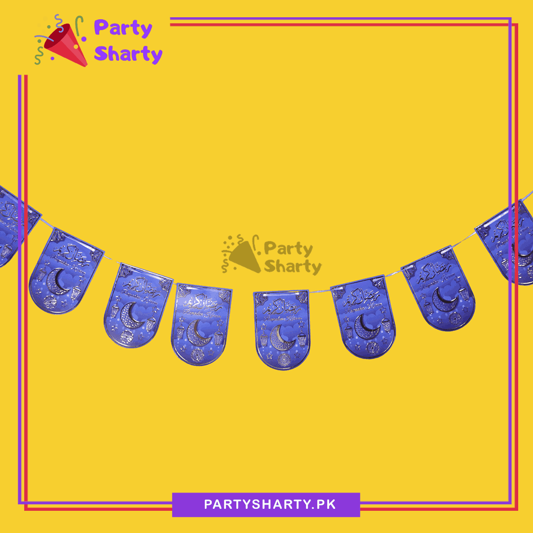 Blue Ramadan Kareem U-Shaped Card Banner For Ramadan Mubarak Theme Decoration