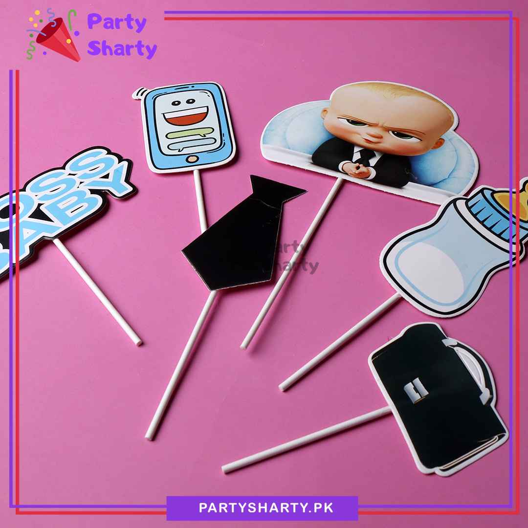 Boss Baby Theme Cake Topper Set of 6 for Boss Baby Theme Birthday Decoration and Celebration