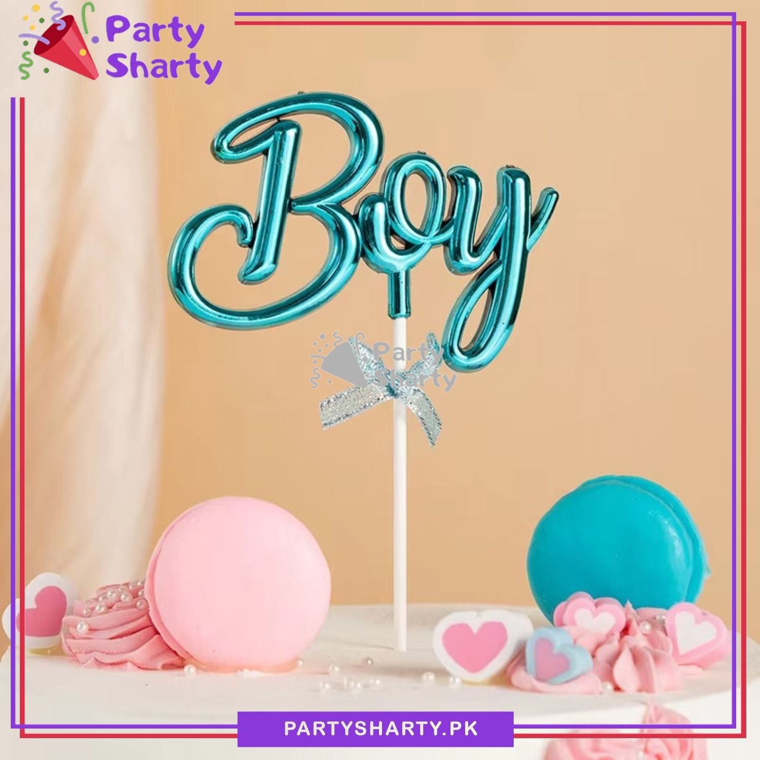 Boy Cake Topper for Welcome Baby, Baby Shower or Gender Reveal Party Decoration