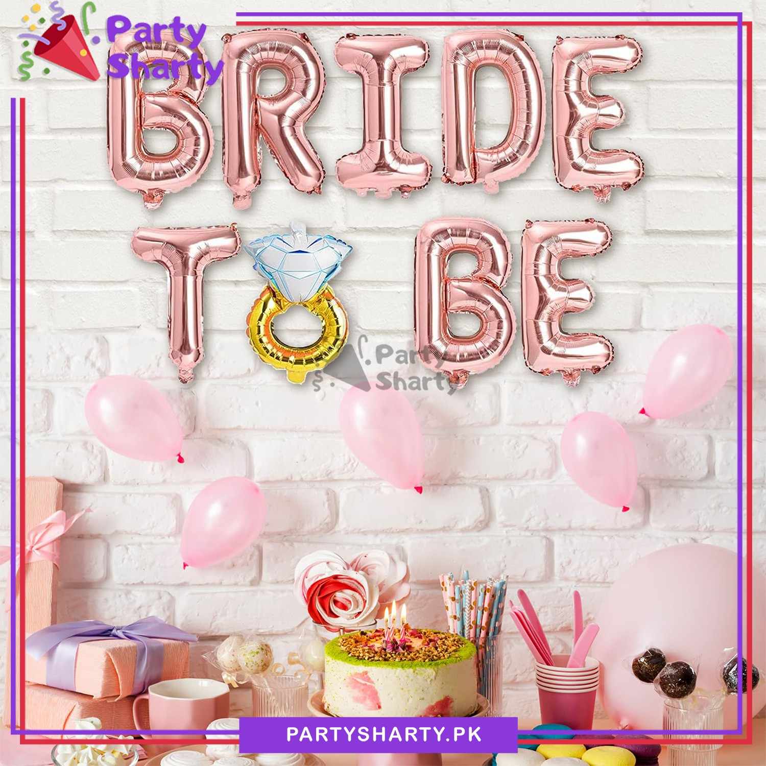 Bride to Be Foil Balloons Banner for Bridal Shower Decoration & Celebration
