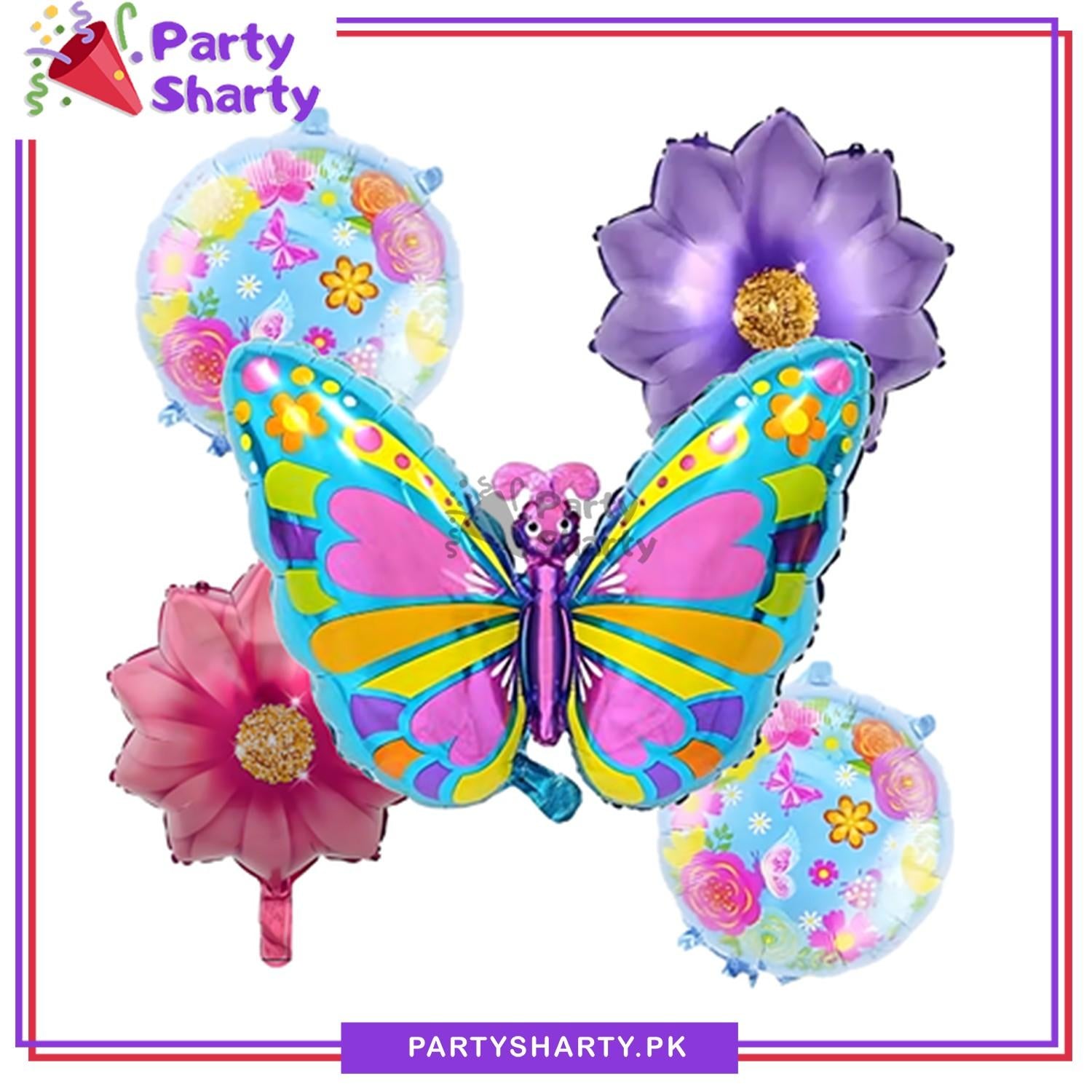 Butterfly Theme Foil Balloon Set of 5 Pieces for Birthday Parties Decoration & Celebrations