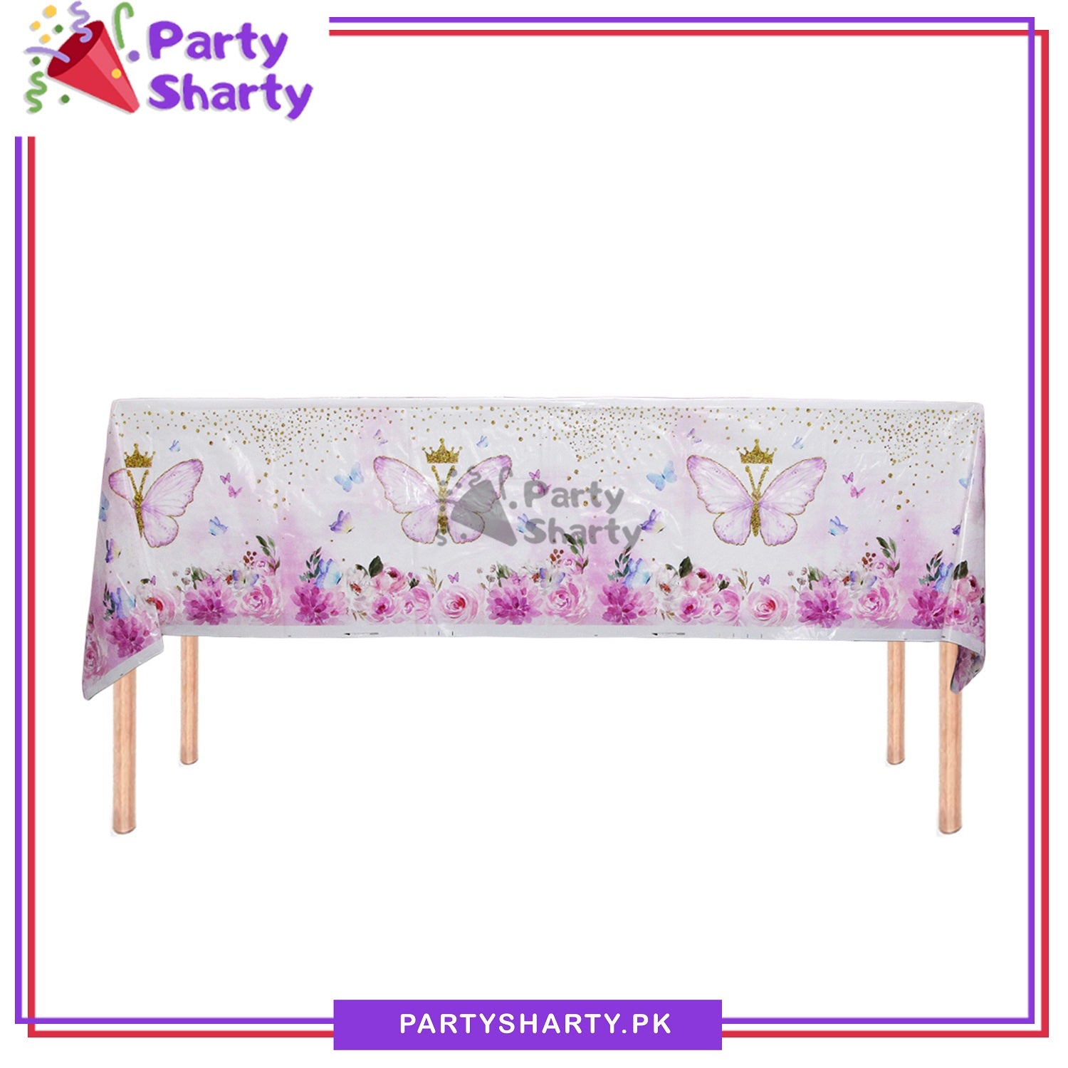 Pink Butterfly Theme Table Cover for Theme Based Party Decoration