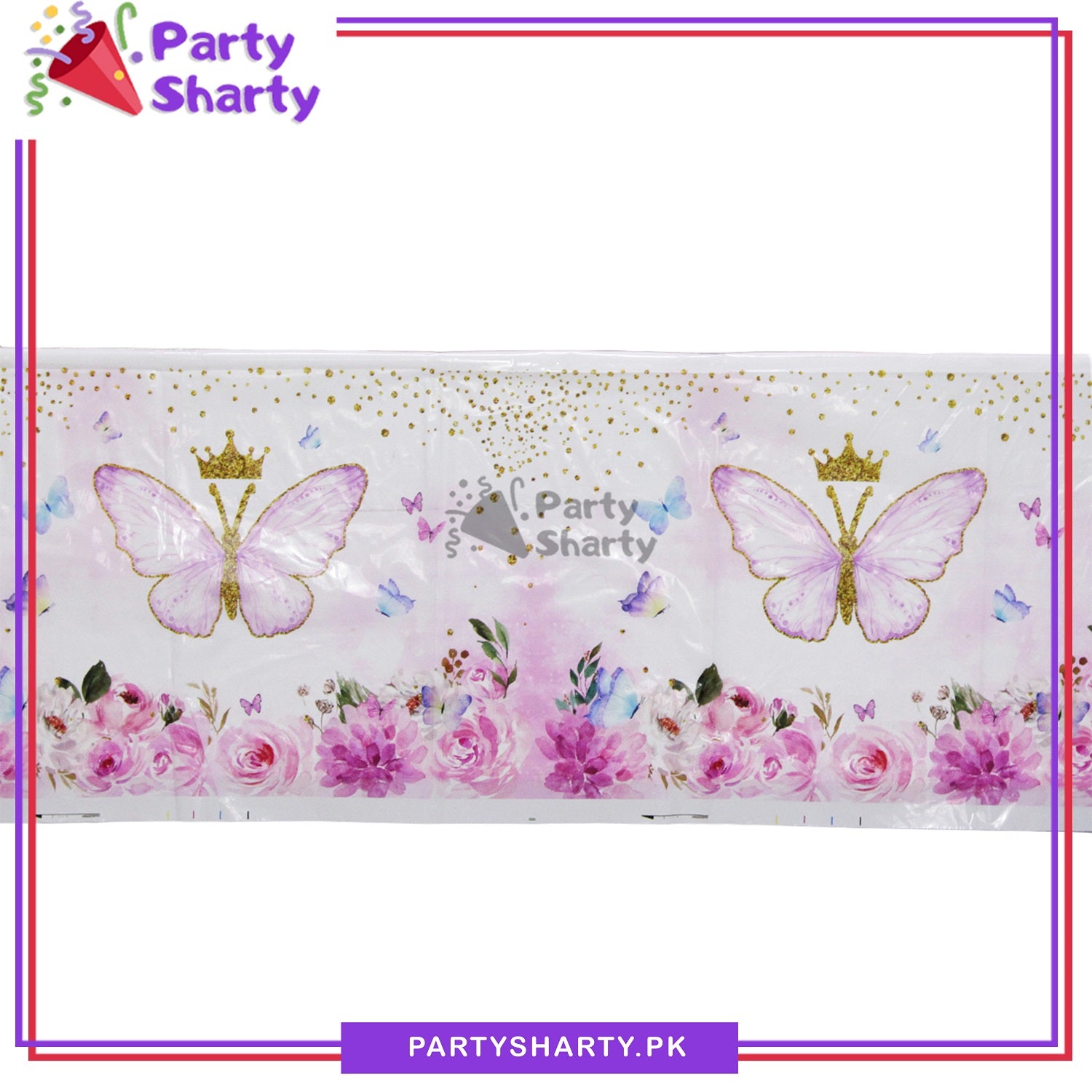 Pink Butterfly Theme Table Cover for Theme Based Party Decoration