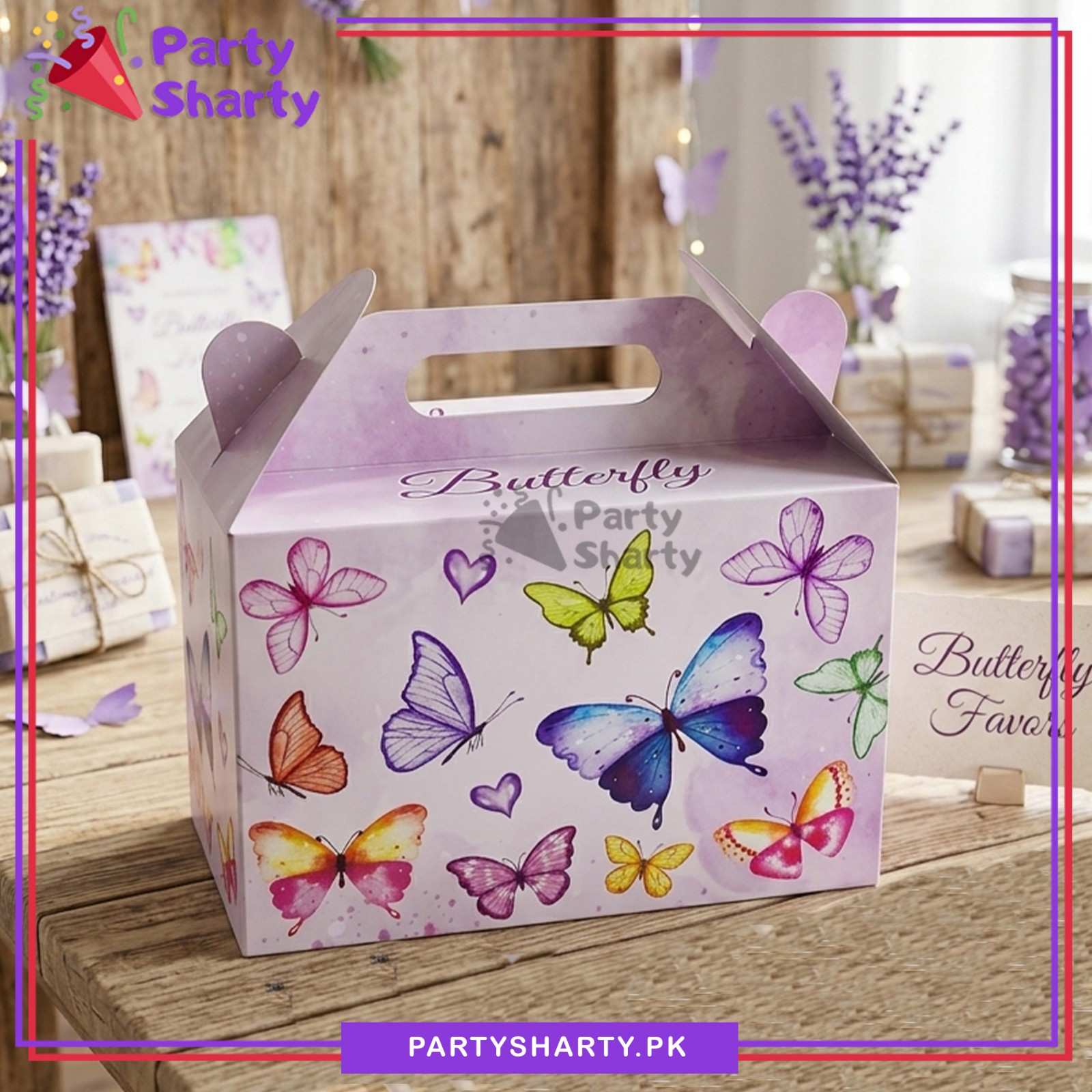 D-4 Butterfly Goody Boxes Pack of 10 For Butterfly Theme Birthday Celebration