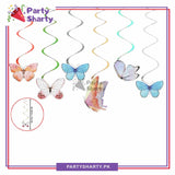 Butterfly Theme Hanging Swirls (Pack of 6) For Birthday Party and Decoration