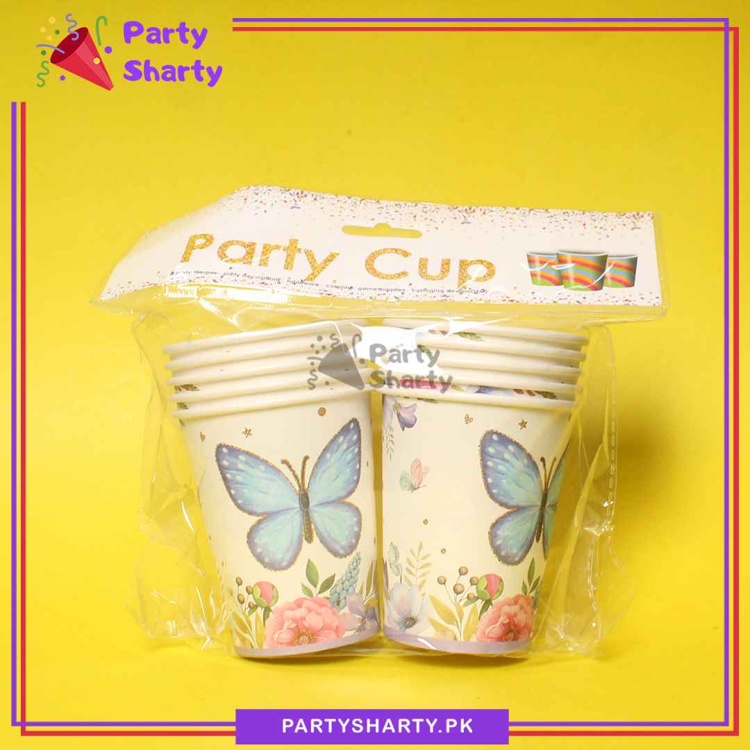 Butterfly Theme Paper Cups Pack of 10 for Butterfly Theme Party Decoration
