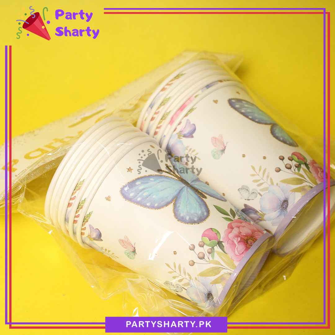 Butterfly Theme Paper Cups Pack of 10 for Butterfly Theme Party Decoration