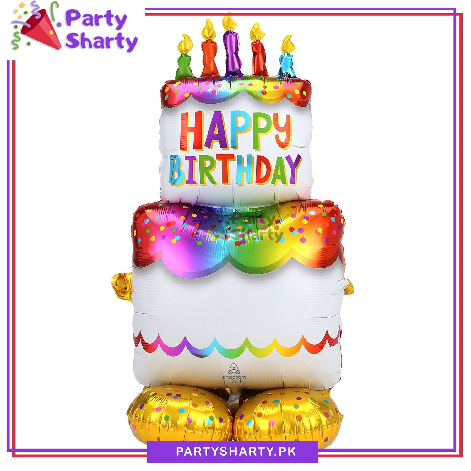 Large Happy Birthday Printed Cake Shaped Foil Balloon For Birthday Party and Decoration