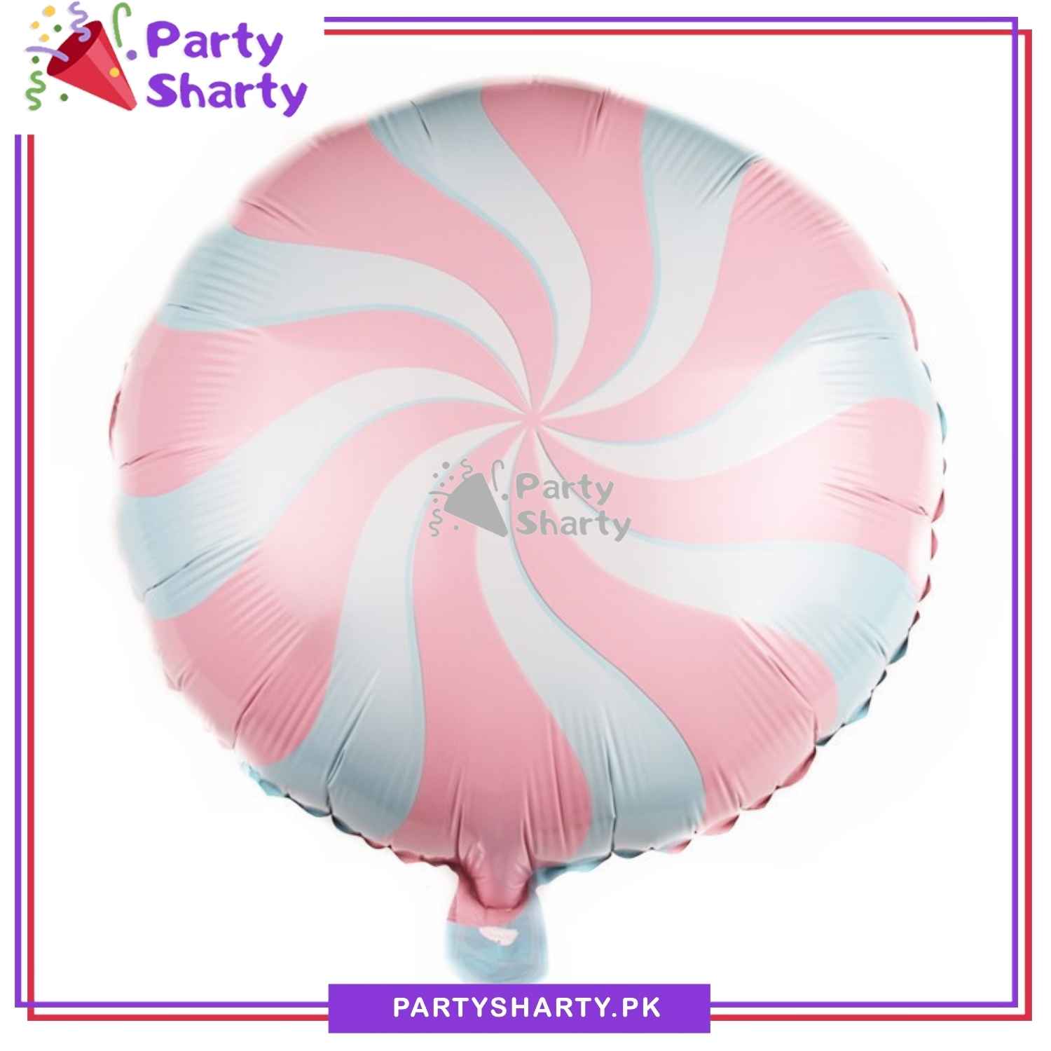 Candy Lollipop Round Shaped Foil Balloon for Candyland Theme Birthday Celebration and Decoration