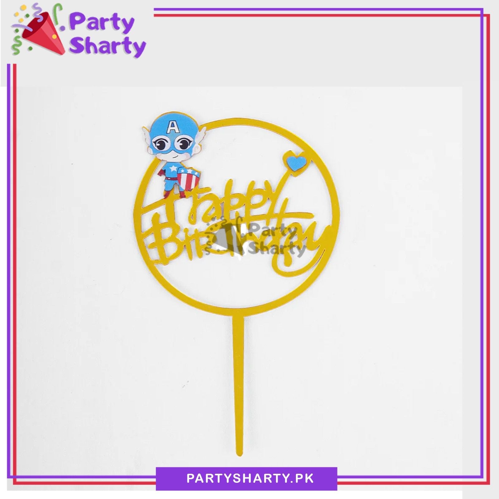 Captain America Theme Acrylic Cake Topper For Theme Party Celebration
