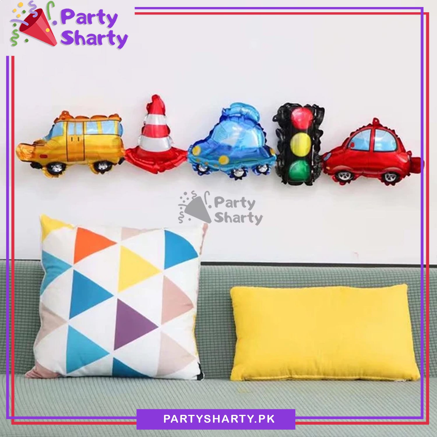 5in1 Transport / Car Theme Garland Foil Balloon Party Balloon Cartoon Balloons for Kid Birthday Party Decoration