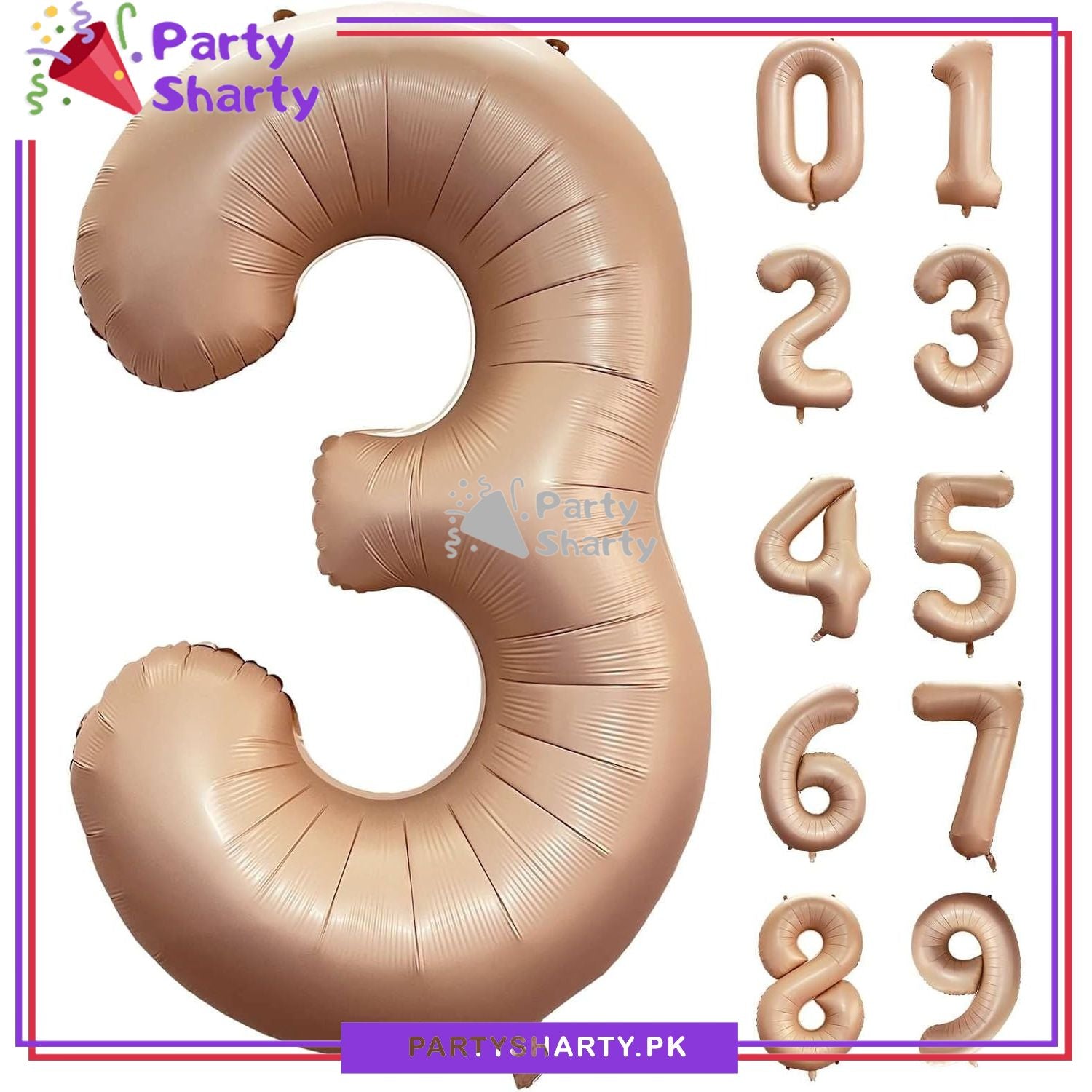 Caramel Number Foil Balloon - Jumbo Size (40 inches) for Birthday / Anniversary Party Decoration and Celebration
