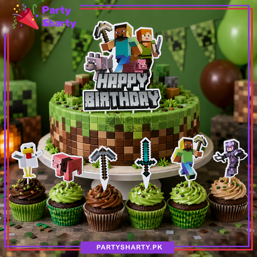 25pcs Minecraft Cake Toppers Set For Theme Birthday Party Celebration & Decoration