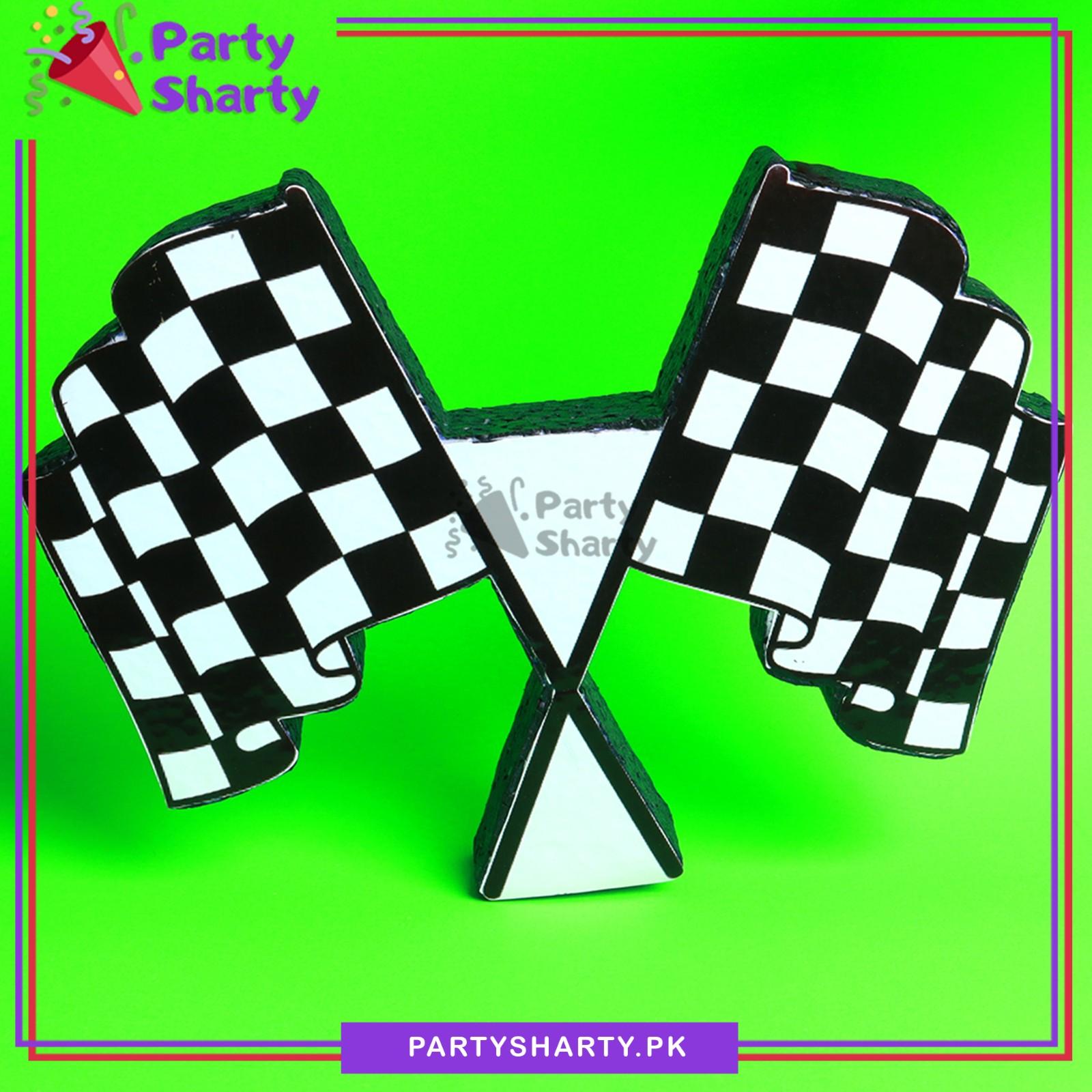 Checker Flags Design Thermocol Standee For Racing Cars Theme Based Theme Decoration