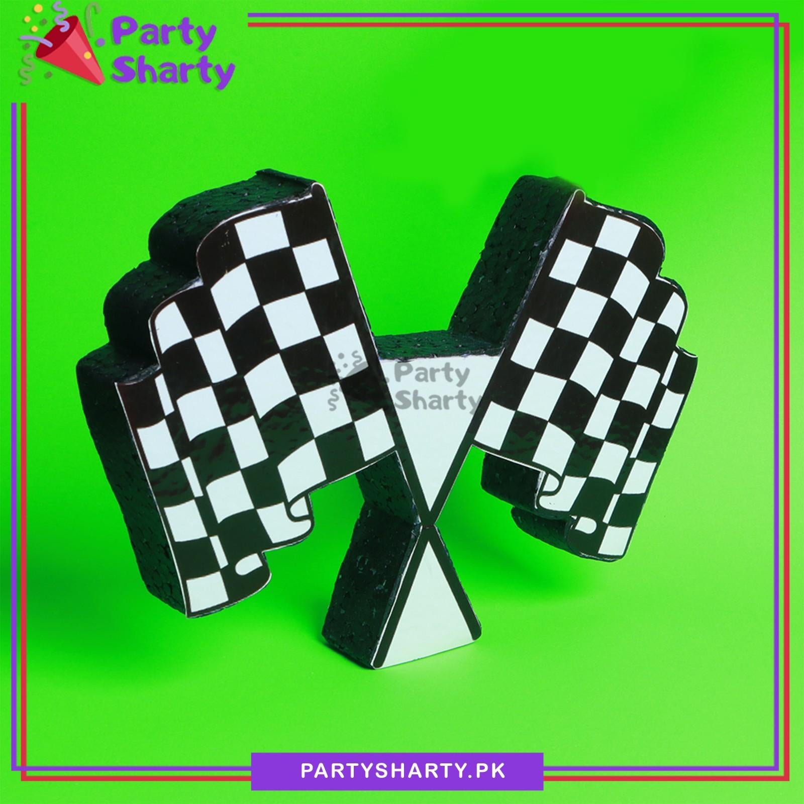 Checker Flags Design Thermocol Standee For Racing Cars Theme Based Theme Decoration