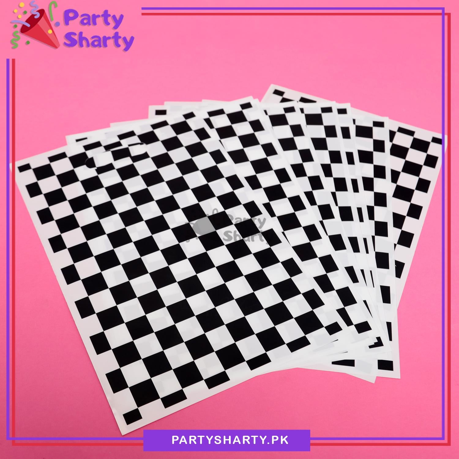 Black Checker Print Goody Bags Pack of 10 For Too Fast / Racing Car Theme Birthday Party Decoration and Celebration