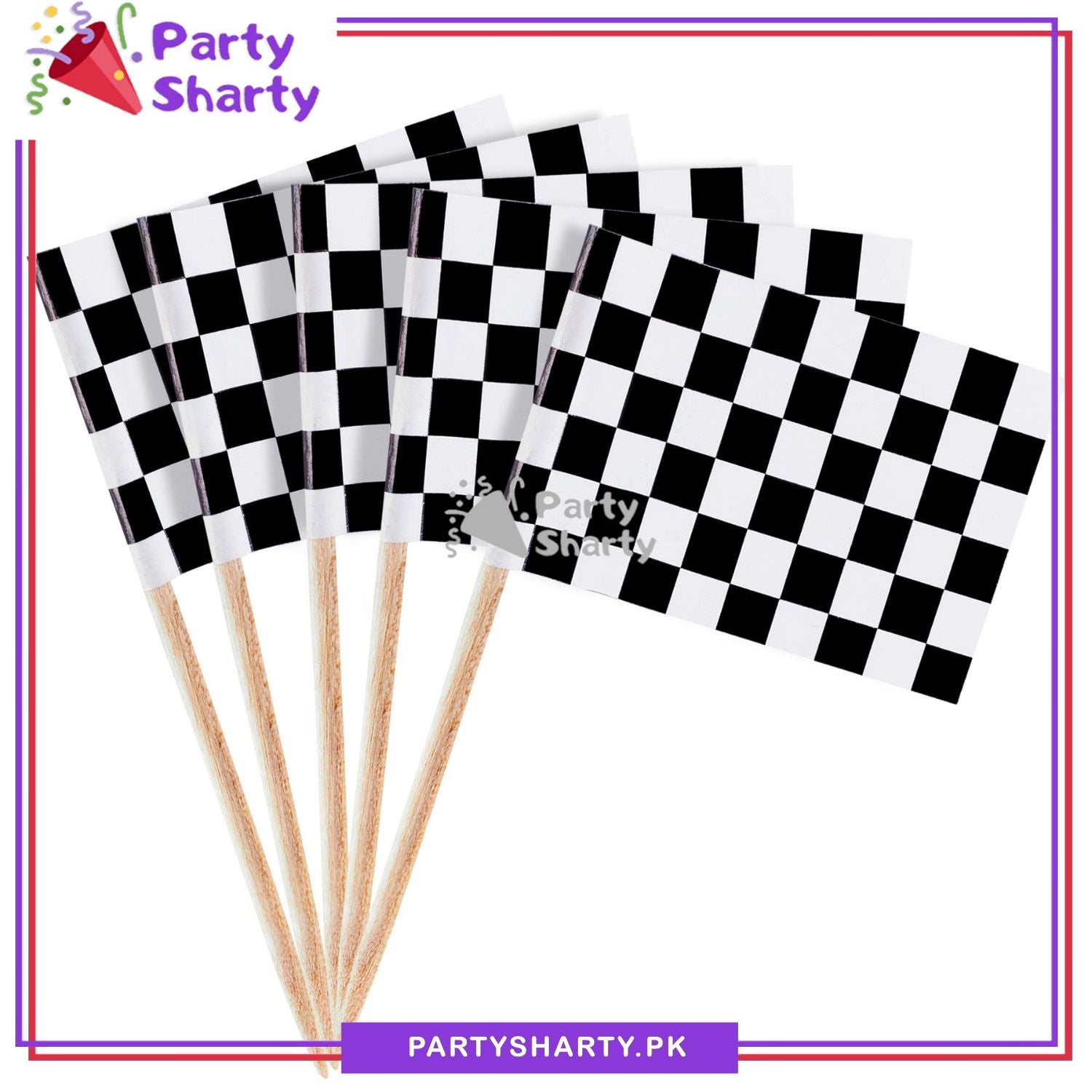 Checker Flags Cup Cake Topper for Too Fast & Racing Car Birthday Theme Party and Decoration