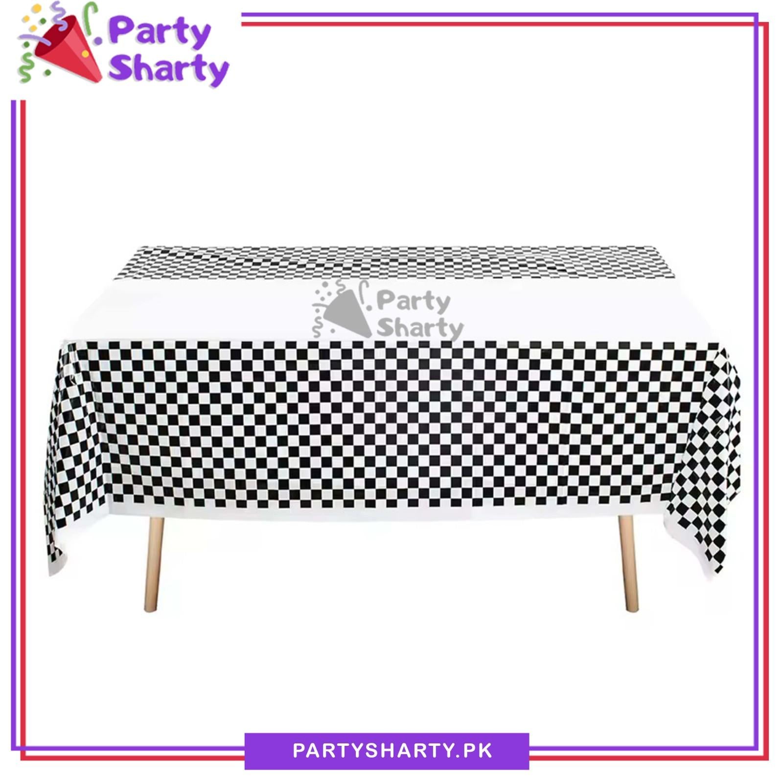 Checker Design Racing Theme Plastic Table Cover for Theme Party and Decoration