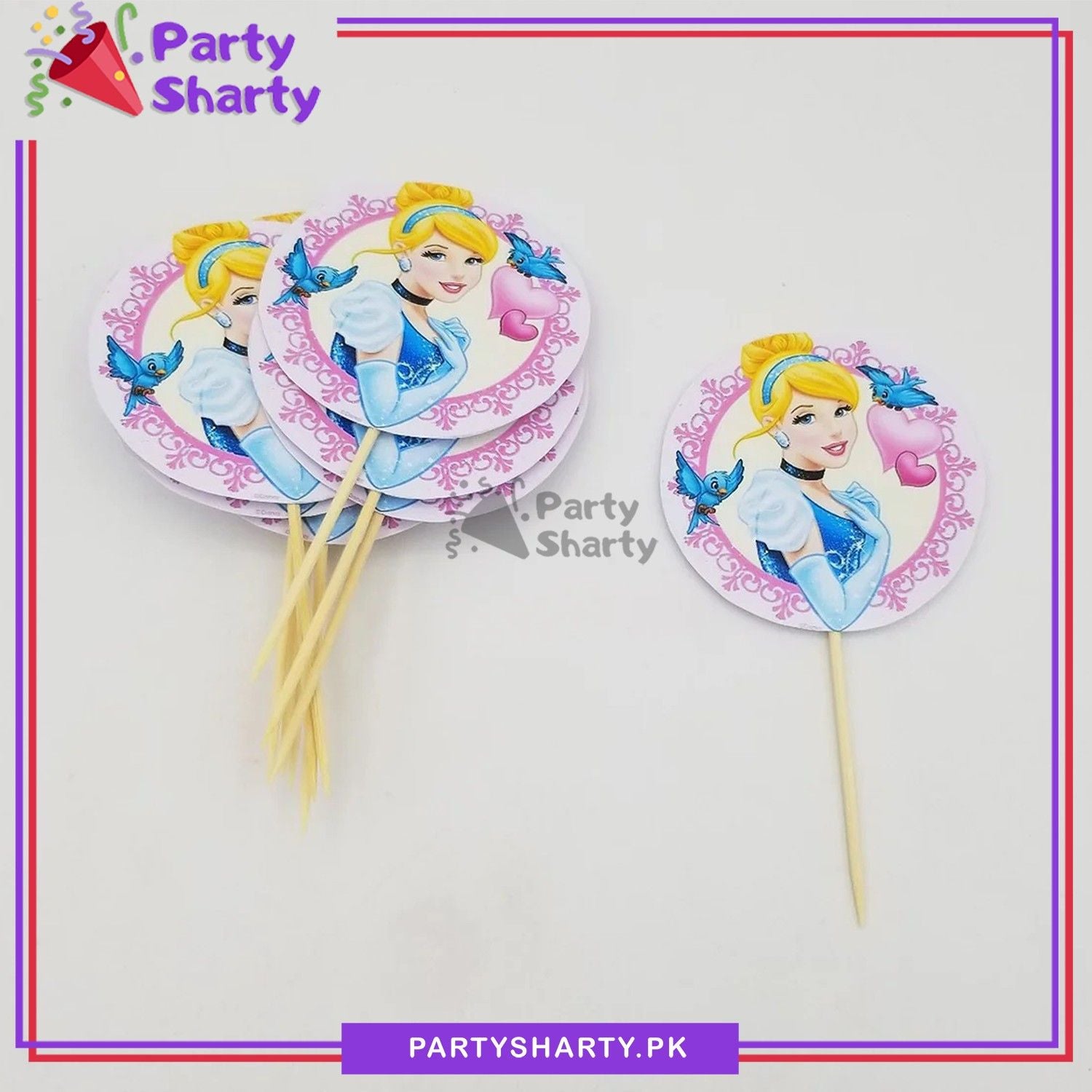 Cinderella Theme Cup Cake Topper for Cinderella Birthday Theme Party and Decoration
