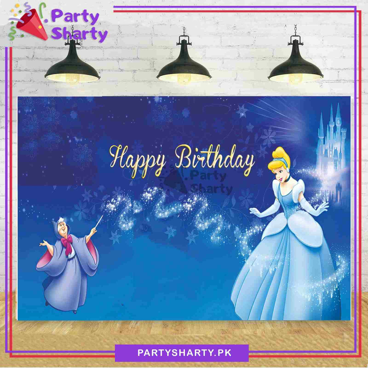 Cinderella Theme Panaflex Backdrop For Cinderella Theme Birthday Decoration & Celebration
