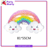 Cloud & Rainbow Shaped with Flower Printed on Rainbow Aluminum Foil Balloon For Birthday & Baby Shower Decoration and Celebrations