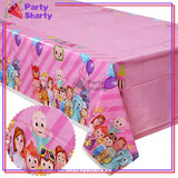 Pink Color Cocomelon Theme Table Cover For Birthday Party and Decoration