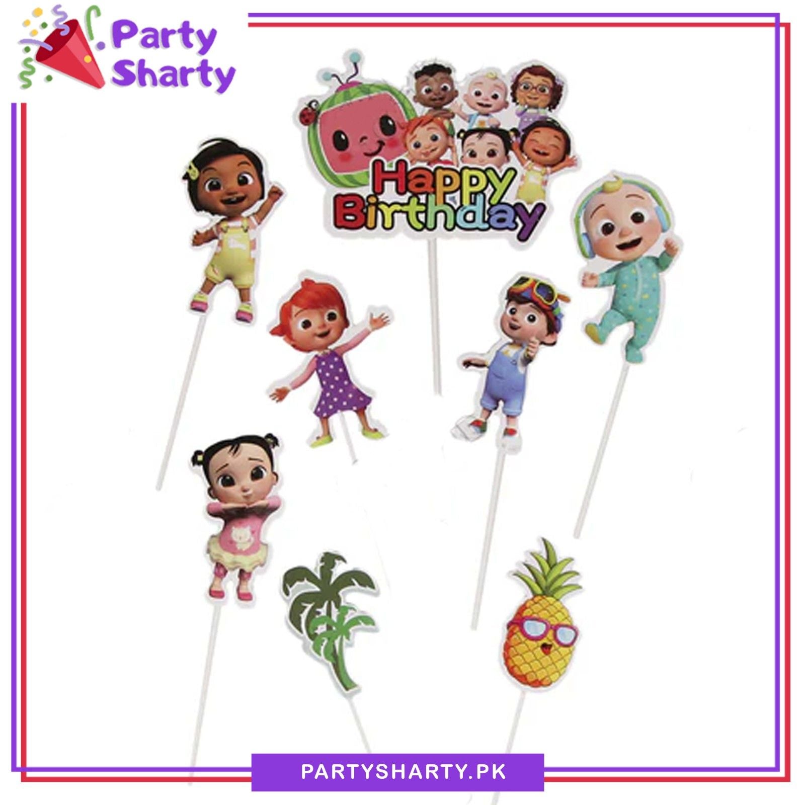 8pcs/set Cocomelon Theme Cake Topper for Cocomelon Theme Cake Decoration