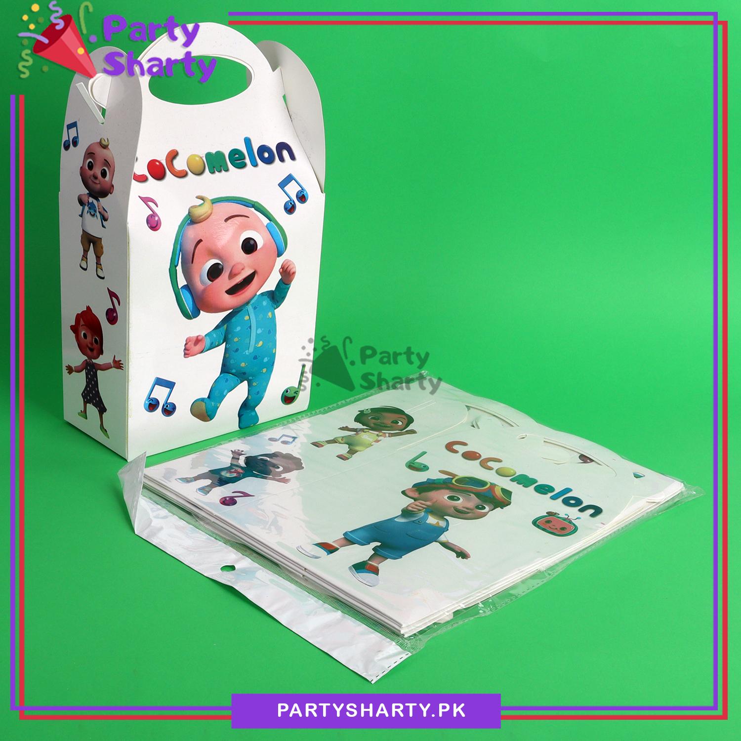 D-2 Cocomelon Theme Goody Boxes Pack of 6 For Theme Birthday Decoration and Celebration