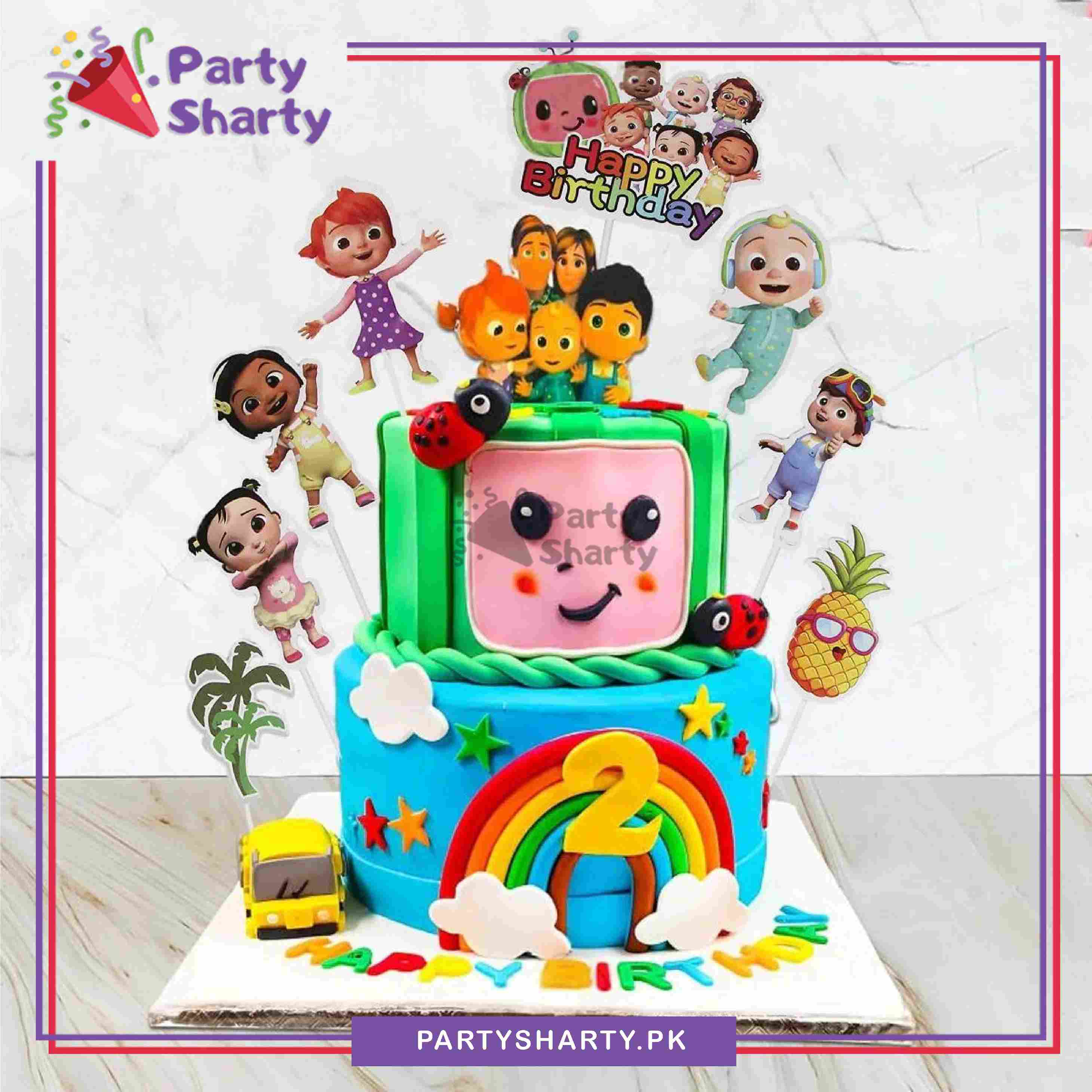 Cocomelon Theme Cake Topper Set of 6 for Cocomelon Theme Birthday Decoration and Celebration