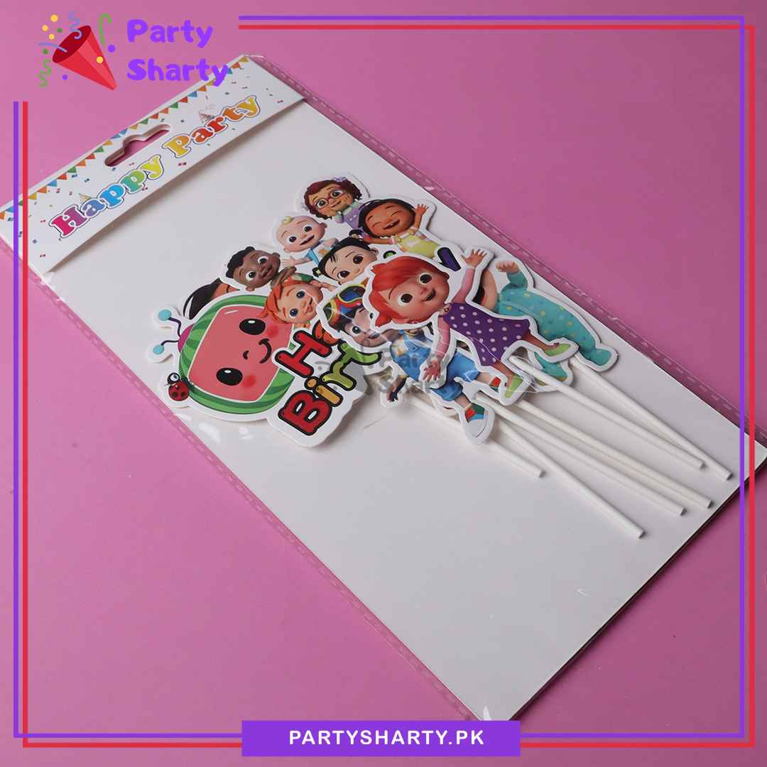 Cocomelon Theme Cake Topper Set of 6 for Cocomelon Theme Birthday Decoration and Celebration