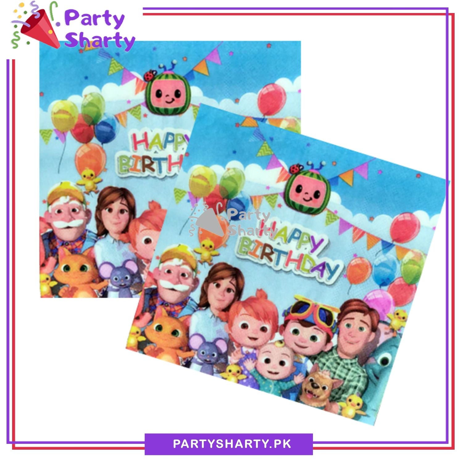 Cocomelon Theme Paper Napkins For Unicorn Birthday Theme Party and Decoration