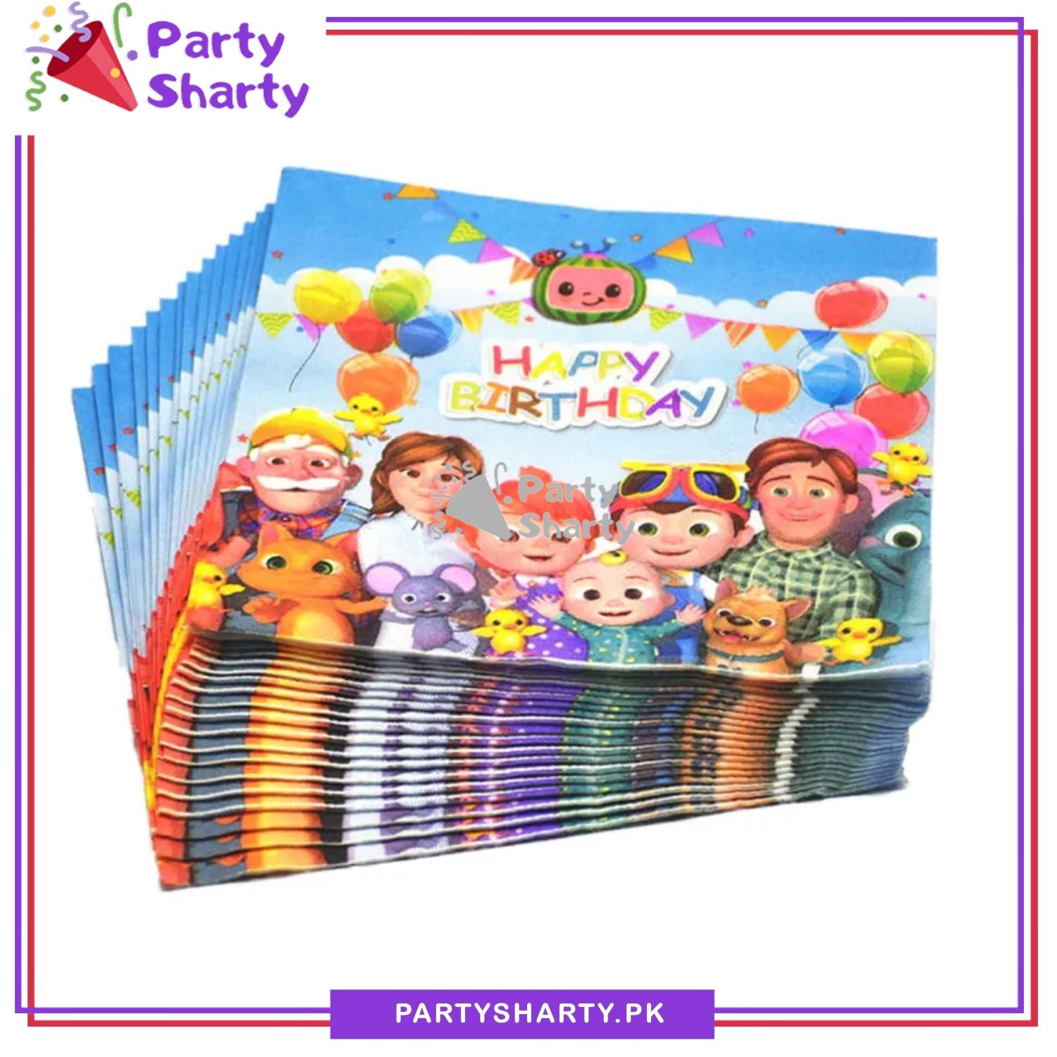 Cocomelon Theme Paper Napkins For Unicorn Birthday Theme Party and Decoration
