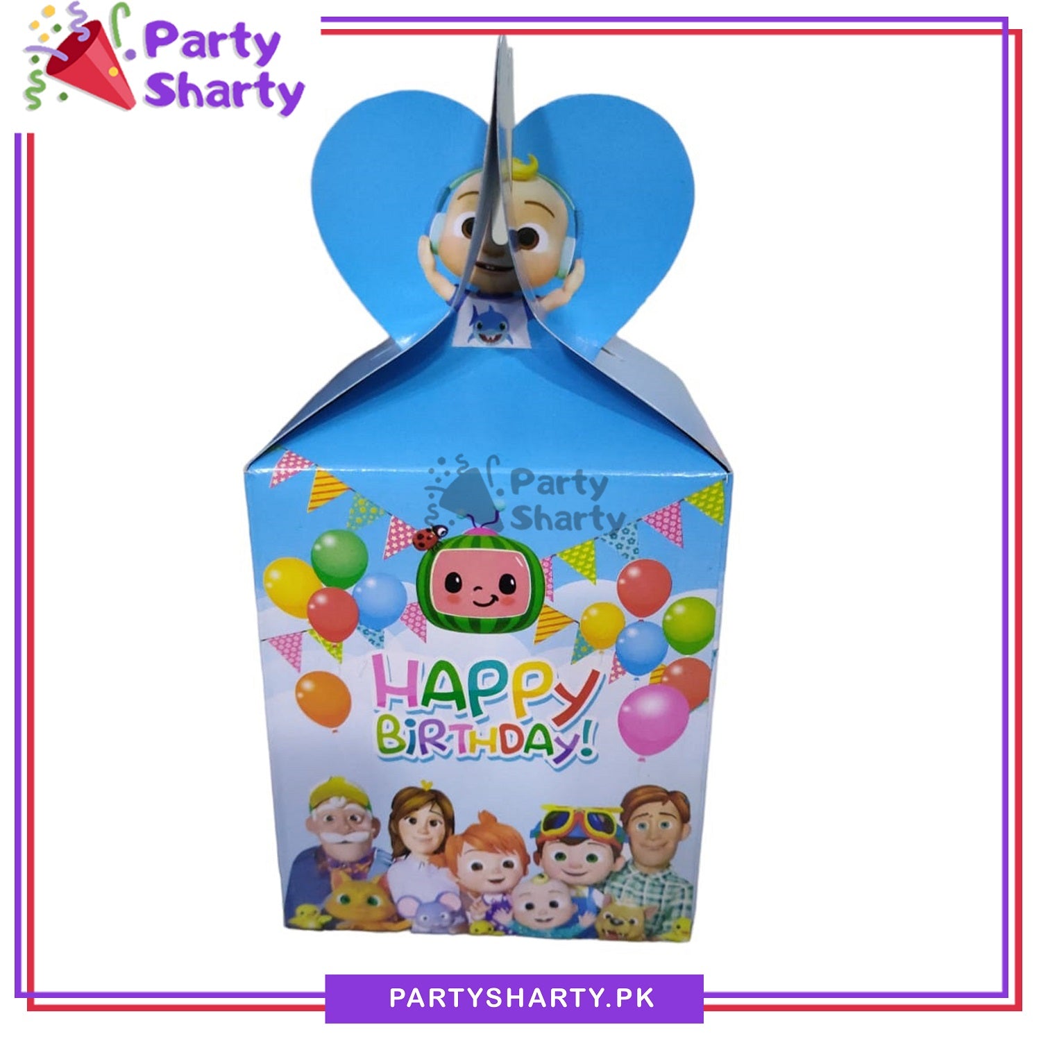 D3 Cocomelon Theme Goody Boxes (Pack of 10 Favor Boxes) For Birthday Party and Decoration