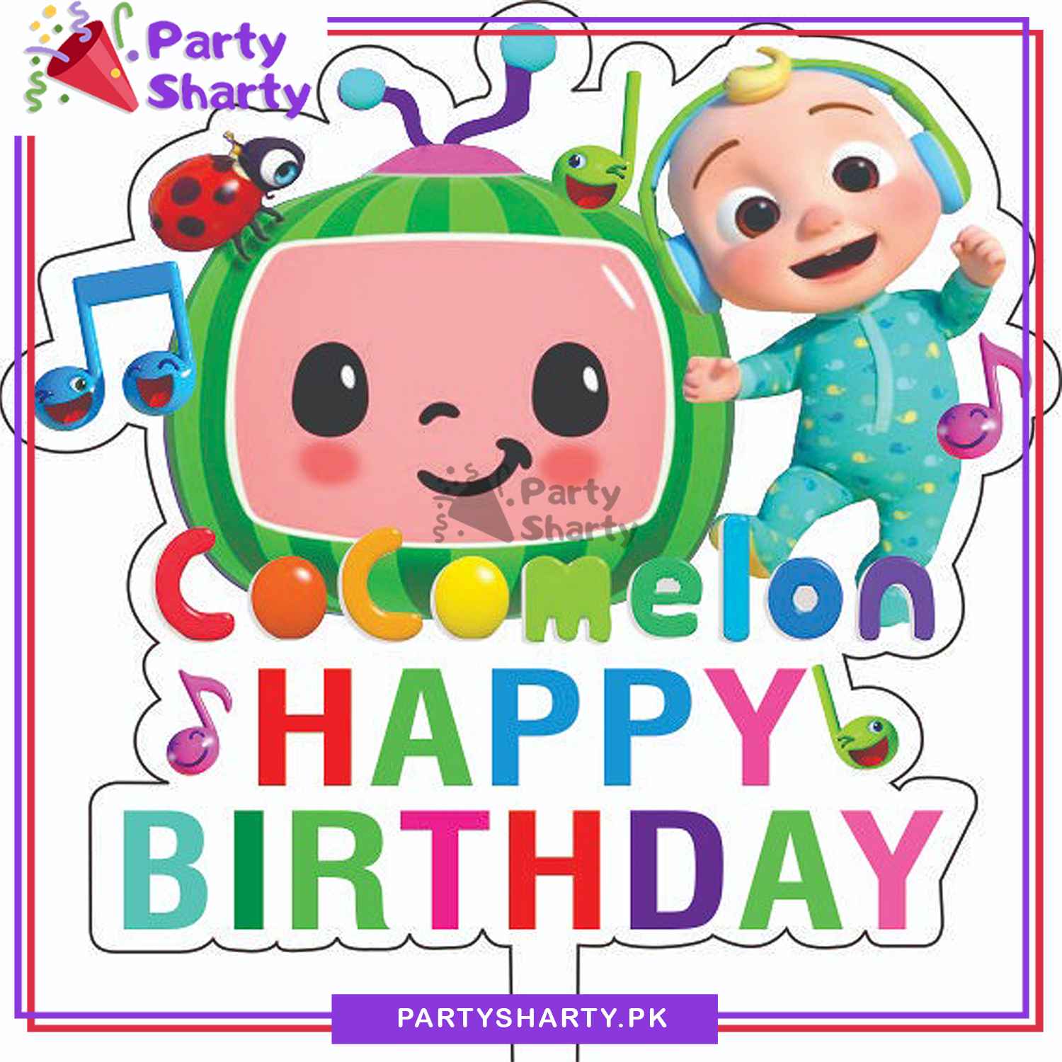 Cocomelon Theme Acrylic Cake Topper For Cocomelon Birthday Theme Party and Decoration