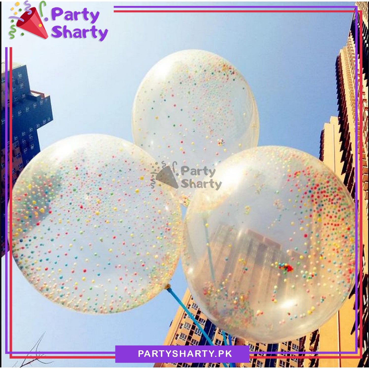 Multi Colored Confetti Filled Latex Balloons For Wedding Decoration, Happy Birthday and Other Parties