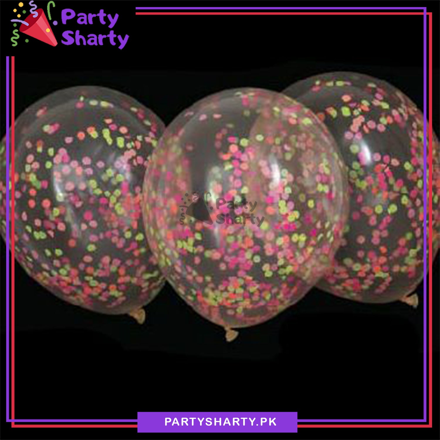 Multi Colored Confetti Filled Latex Balloons For Wedding Decoration, Happy Birthday and Other Parties