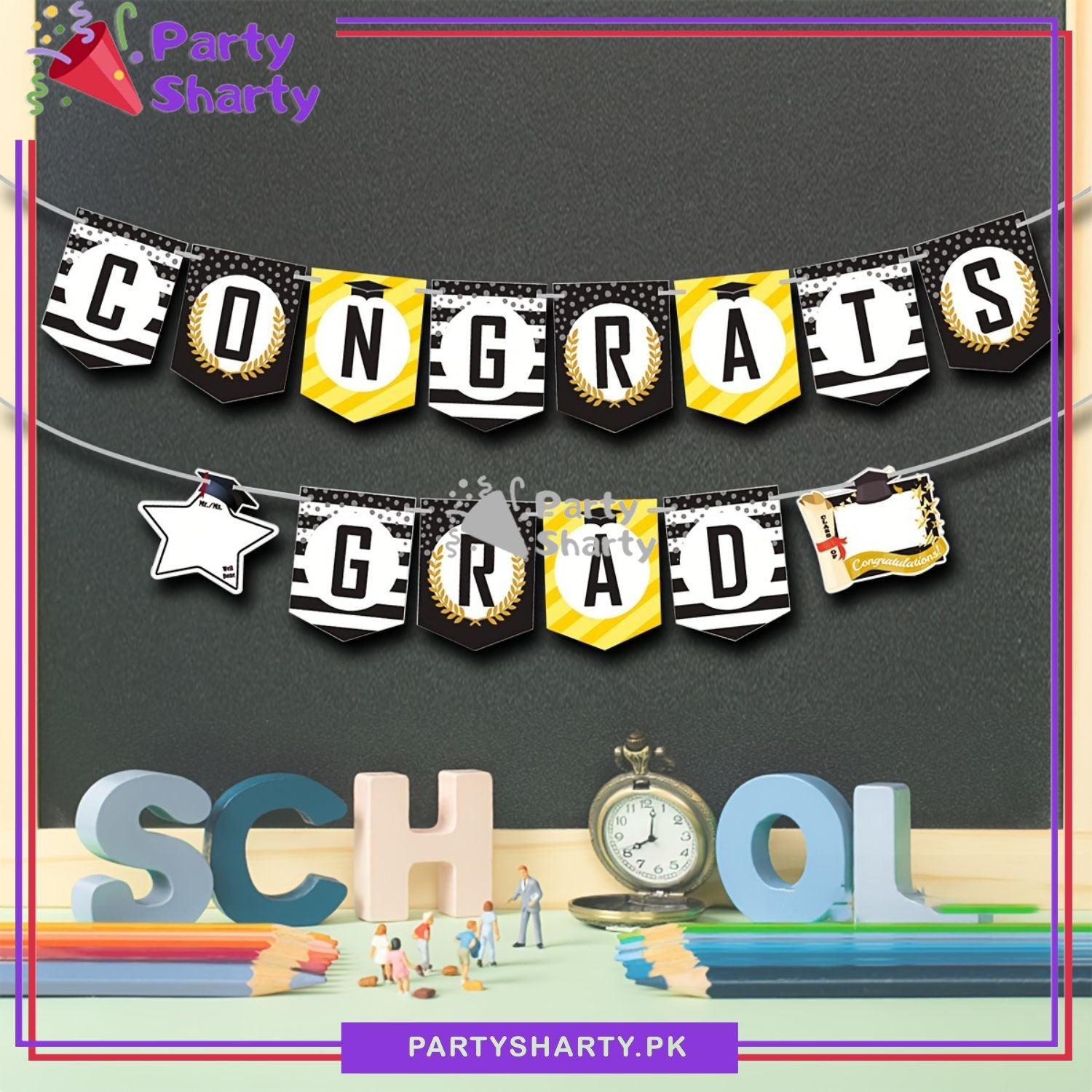 Congrats Grad Card Banner For Graduation Party Decoration and Celebrations