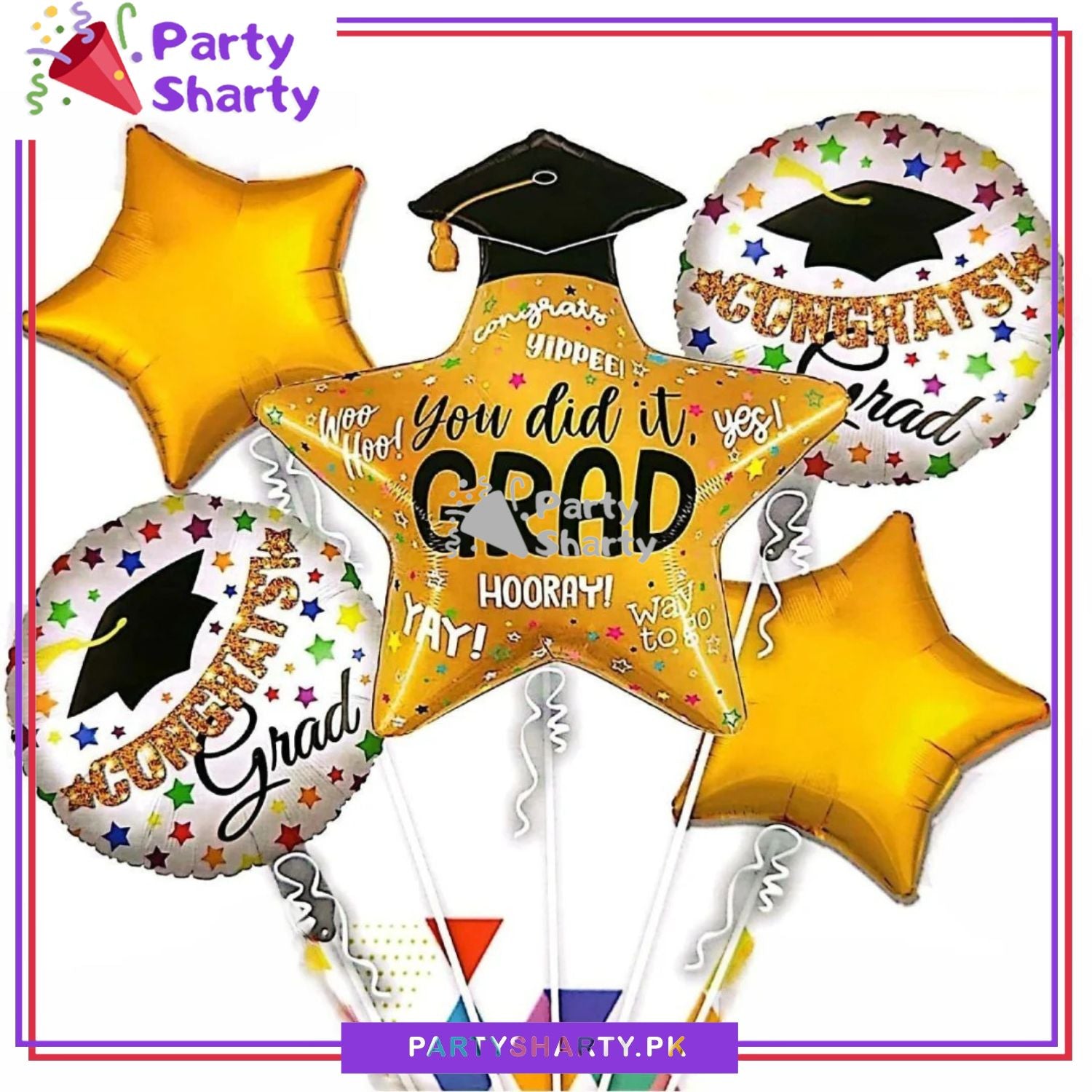 Congrats Grad! Star Shaped Foil Balloon for Graduation Party Decoration and Celebration