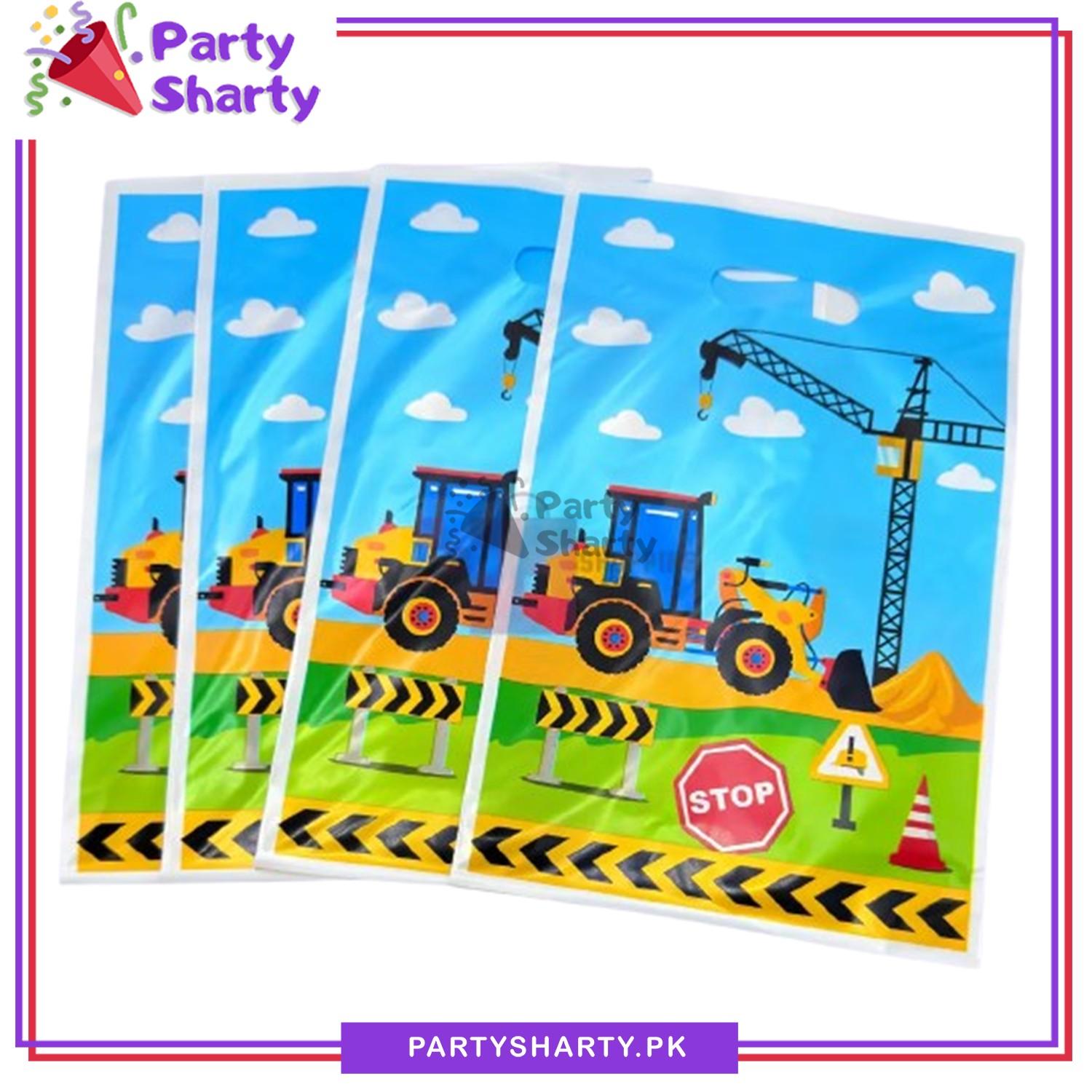 Construction Theme Party Favor Bags For Builder Birthday Loot Bags (Pack of 10)