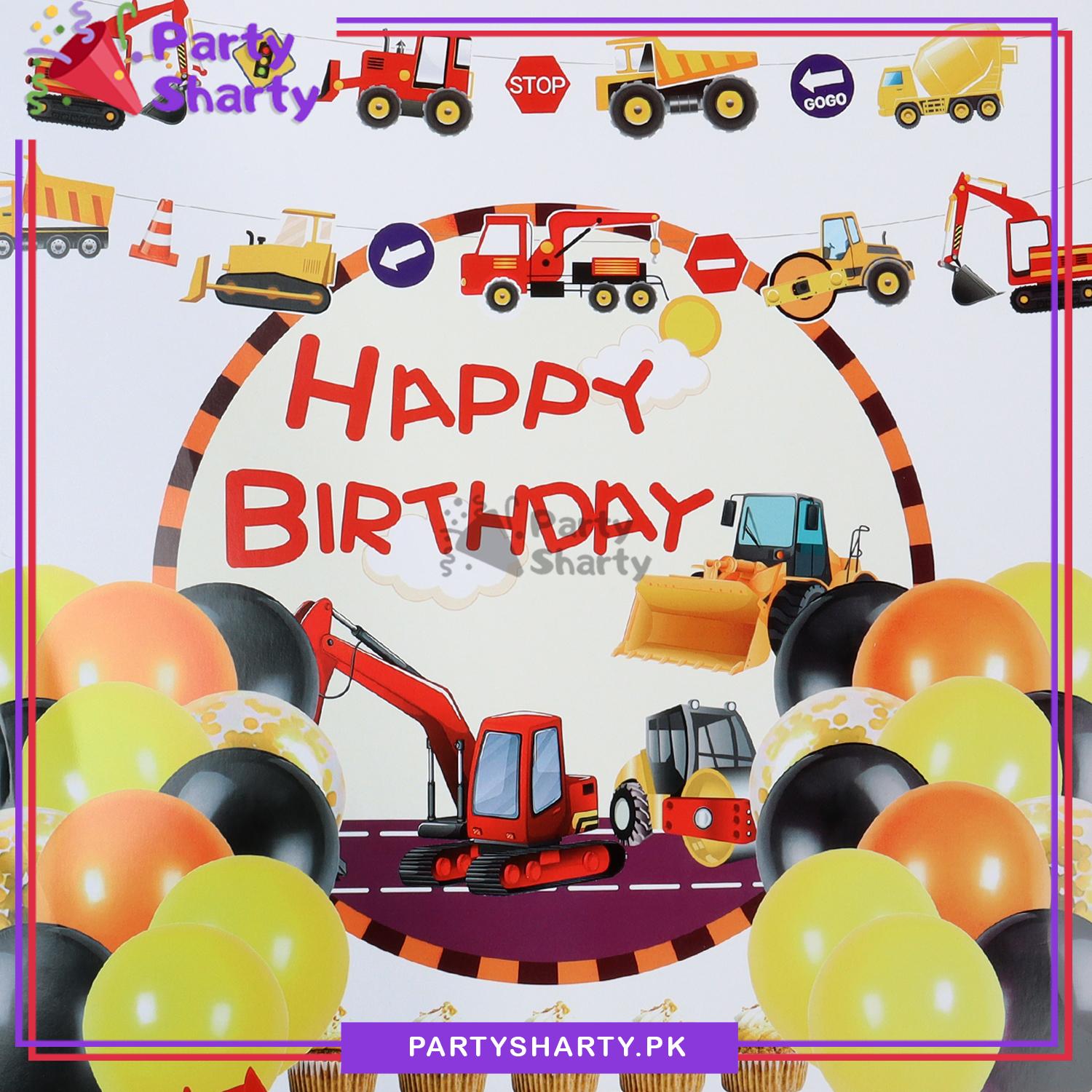 Happy Birthday Construction Theme Set For Theme Based Birthday Decoration & Celebration