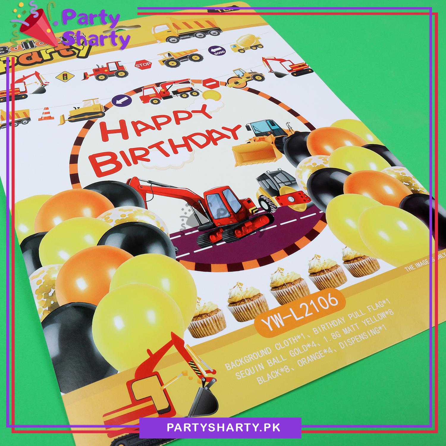 Happy Birthday Construction Theme Set For Theme Based Birthday Decoration & Celebration