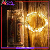 Copper Wire Battery Operated Still Fairy Lights - Battery Operated 7 Feet Length Warm Color For Party Decoration