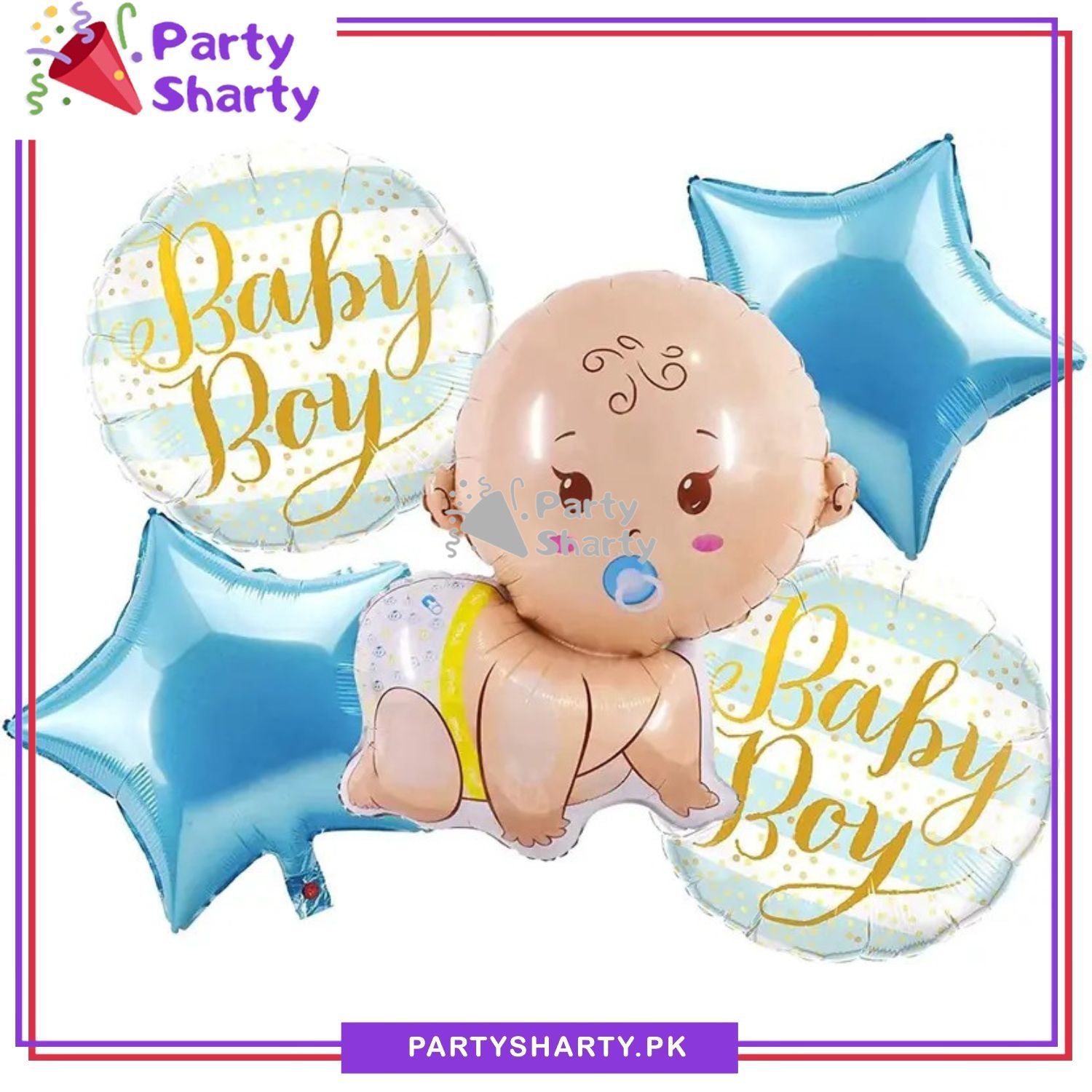 Crawling Baby Boy Shaped Foil Balloon Set for Baby Shower, Welcome Baby & Gender Reveal Decoration and Celebration