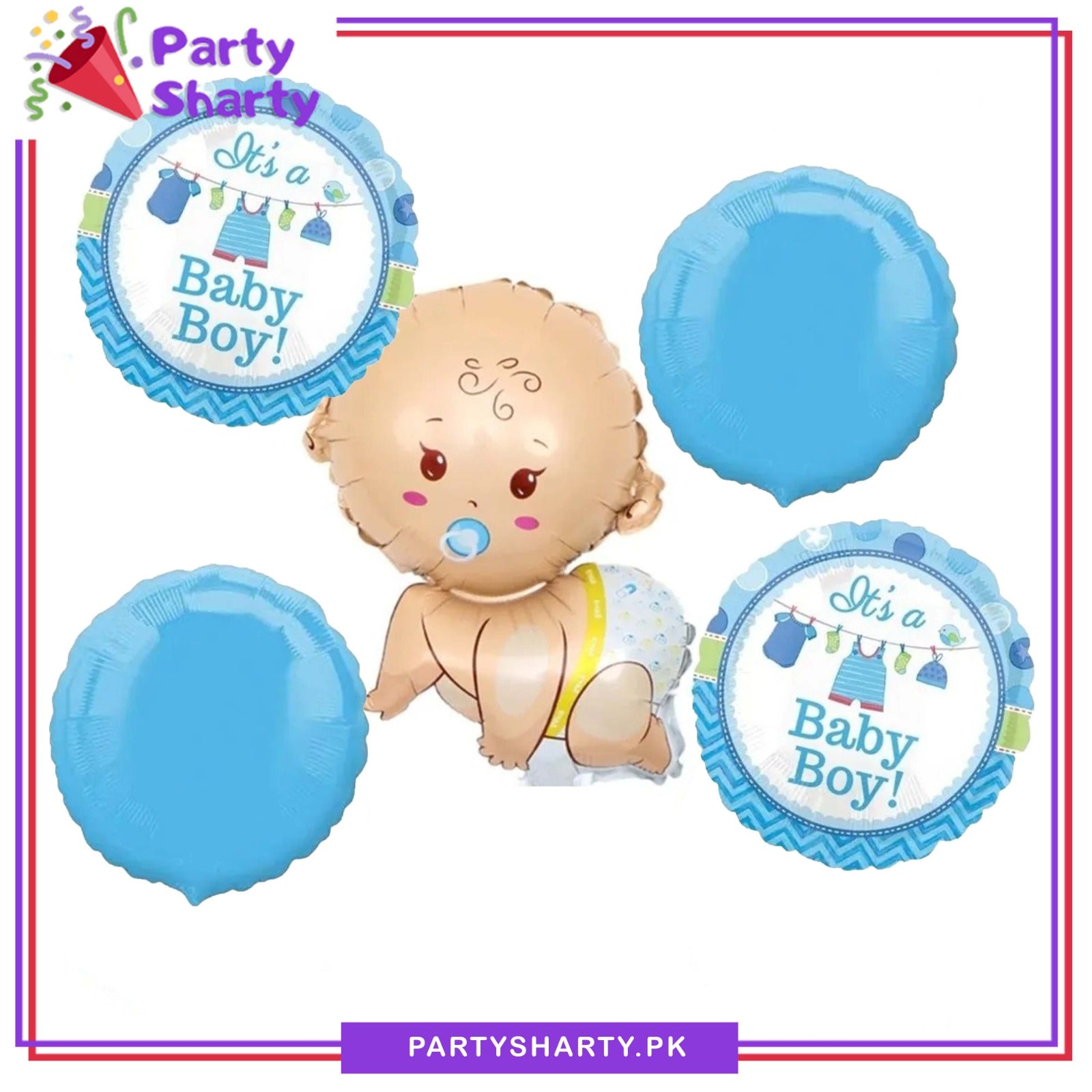 Crawling Baby Boy Shaped Foil Balloon Set for Baby Shower, Welcome Baby & Gender Reveal Decoration and Celebration