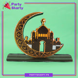 Crescent Moon with Masjid Shaped Thermocol Standee For Ramadan & Eid Mubarak Decoration and Celebrations