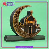 Crescent Moon with Masjid Shaped Thermocol Standee For Ramadan & Eid Mubarak Decoration and Celebrations