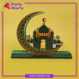 Crescent Moon with Masjid Shaped Thermocol Standee For Ramadan & Eid Mubarak Decoration and Celebrations