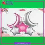 5pcs Crescent with Star Foil Balloons For Birthday Party Decoration and Celebration